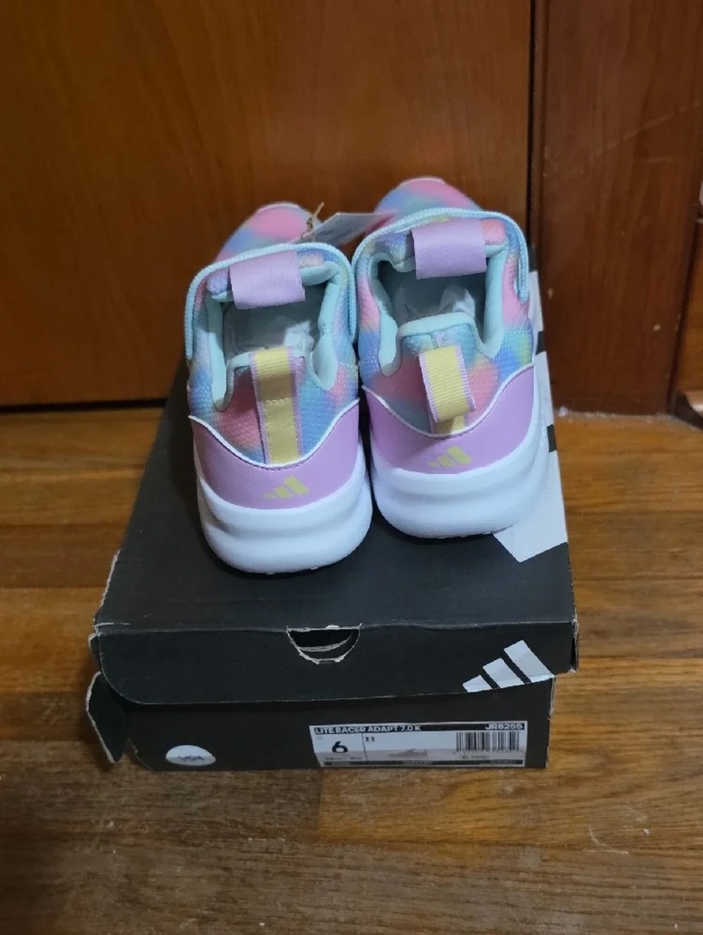 NWT adidas Kids LITERACER Adapt 7.0K Pastel Tie-Dye Sneakers - Size 6